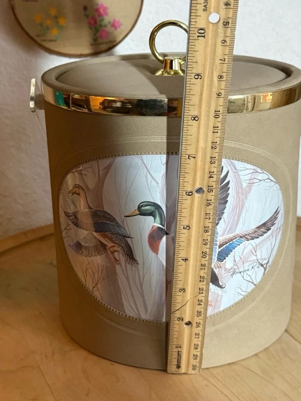 Vintage Norman Wamer Mallard Duck Ice Bucket and Whiskey Glass